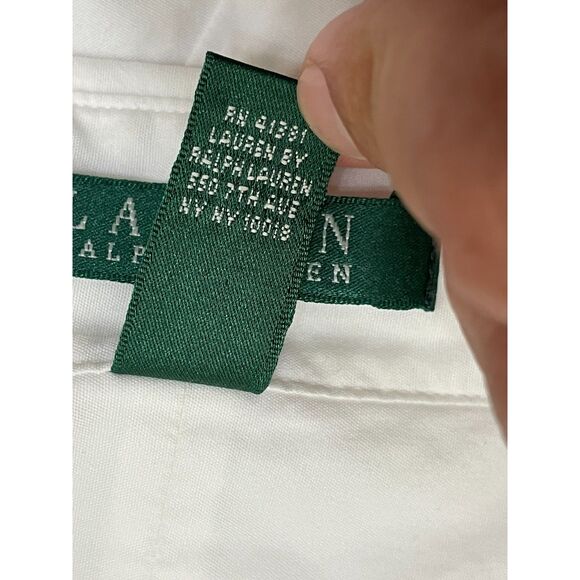 Lauren Ralph Lauren Women's M White Button-Up Cotton Shirt Ruffle Front Wedding - Picture 4 of 9